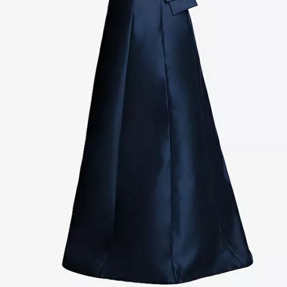 Alfred Sung Midnight Blue Strapless Satin A-Line Gown D842 - Picture 2 of 4